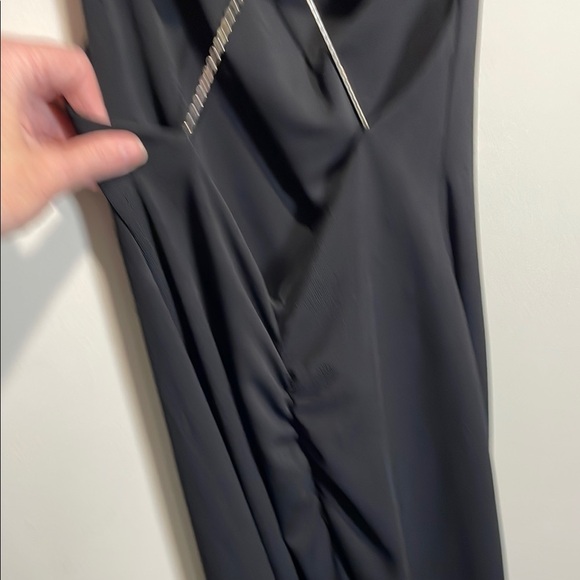 Vintage Black Sleeveless Crystal Spaghetti Strap Slip Dress - Picture 7 of 8